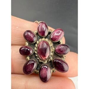 Vintage Navajo Sterling Silver Necklace  Purple Stone Signed LB 18"